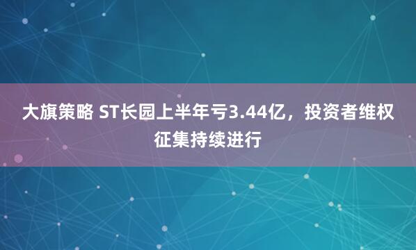 大旗策略 ST长园上半年亏3.44亿，投资者维权征集持续进行
